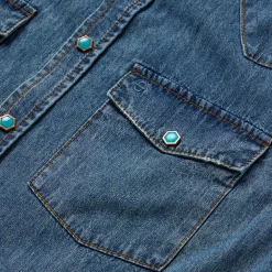 Turquoise Snap Lightweight Denim Shirt