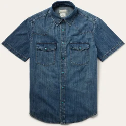 Turquoise Snap Short Sleeve Denim Shirt