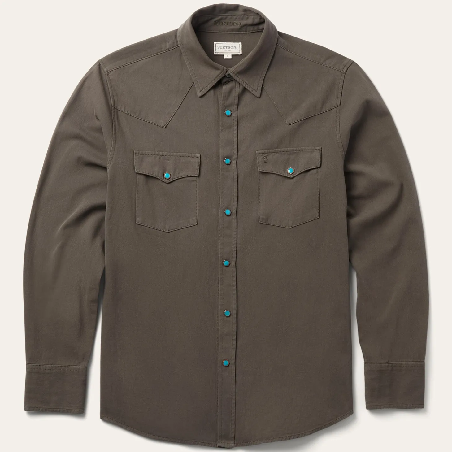 Turquoise Snap Twill Western Shirt