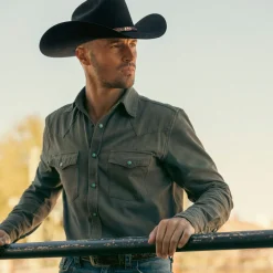 Turquoise Snap Twill Western Shirt