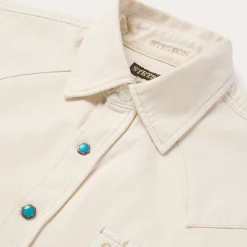 Turquoise Snap Western Denim Shirt