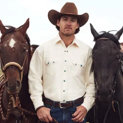 Turquoise Snap Western Denim Shirt